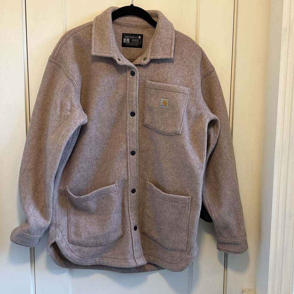 Carhartt Women’s Loose Fit Fleece Shacket Mink Heather Small NWOT